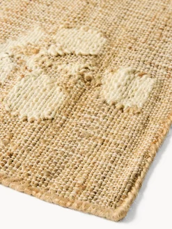 coincasa Tappeto rettangolare in 100% iuta con fiori bianchi