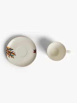 coincasa Tazza tè in stoneware motivo foglioline