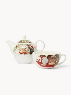 coincasa Teaforone in new bone china gattini vintage