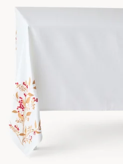 coincasa Tovaglia in slub di puro cotone con ricamo foliage