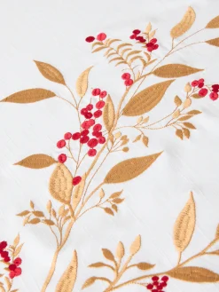 coincasa Tovaglia in slub di puro cotone con ricamo foliage