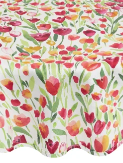 coincasa Tovaglia rotonda panama di cotone stampa tulipani