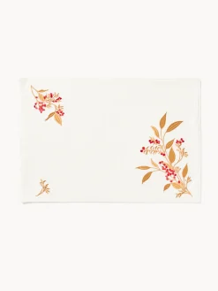 coincasa Tovaglietta in slub di puro cotone con ricamo foliage
