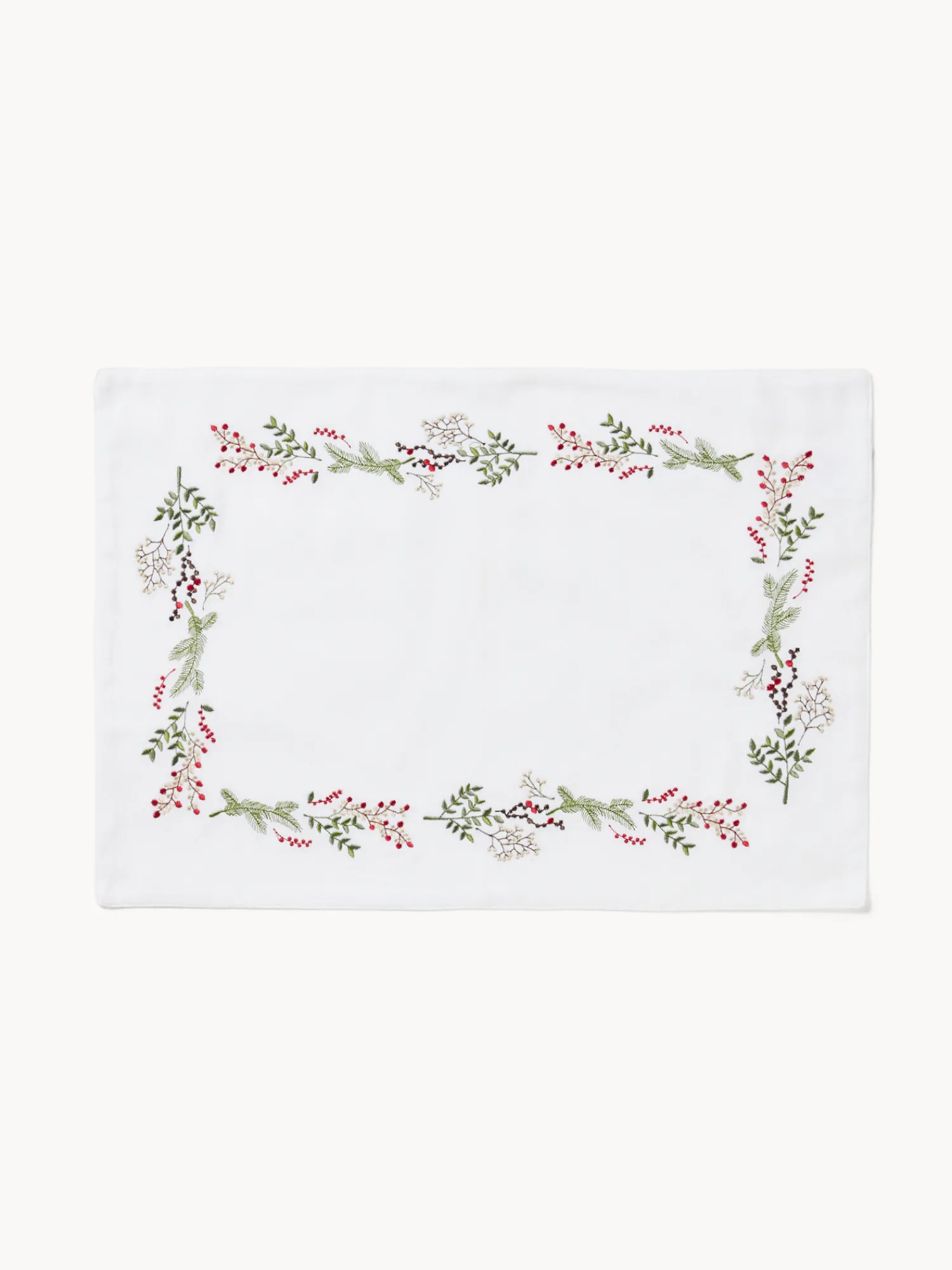 coincasa Tovaglietta twill di puro cotone ricamo agrifoglio