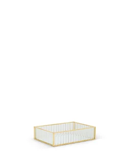 coincasa Vassoio decorativo vetro bordi dorati