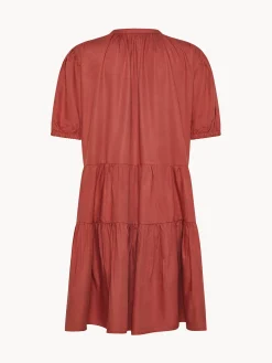 Vestito a balze in twill di cotone